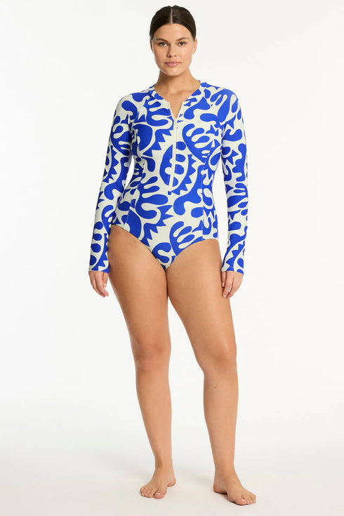 Sea Level Seascape Long Sleeve One Piece